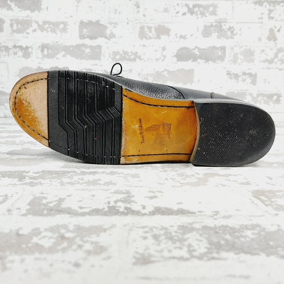 Tauer & Johnson Cap Toe Men's Lace Up Formal Black Leather Dress Shoes V529 - Picture 8 of 13